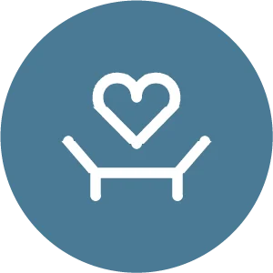 Pictogramme mains et cœur : soins de base à domicile